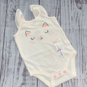 Cream Kitty 6 Month Onesie